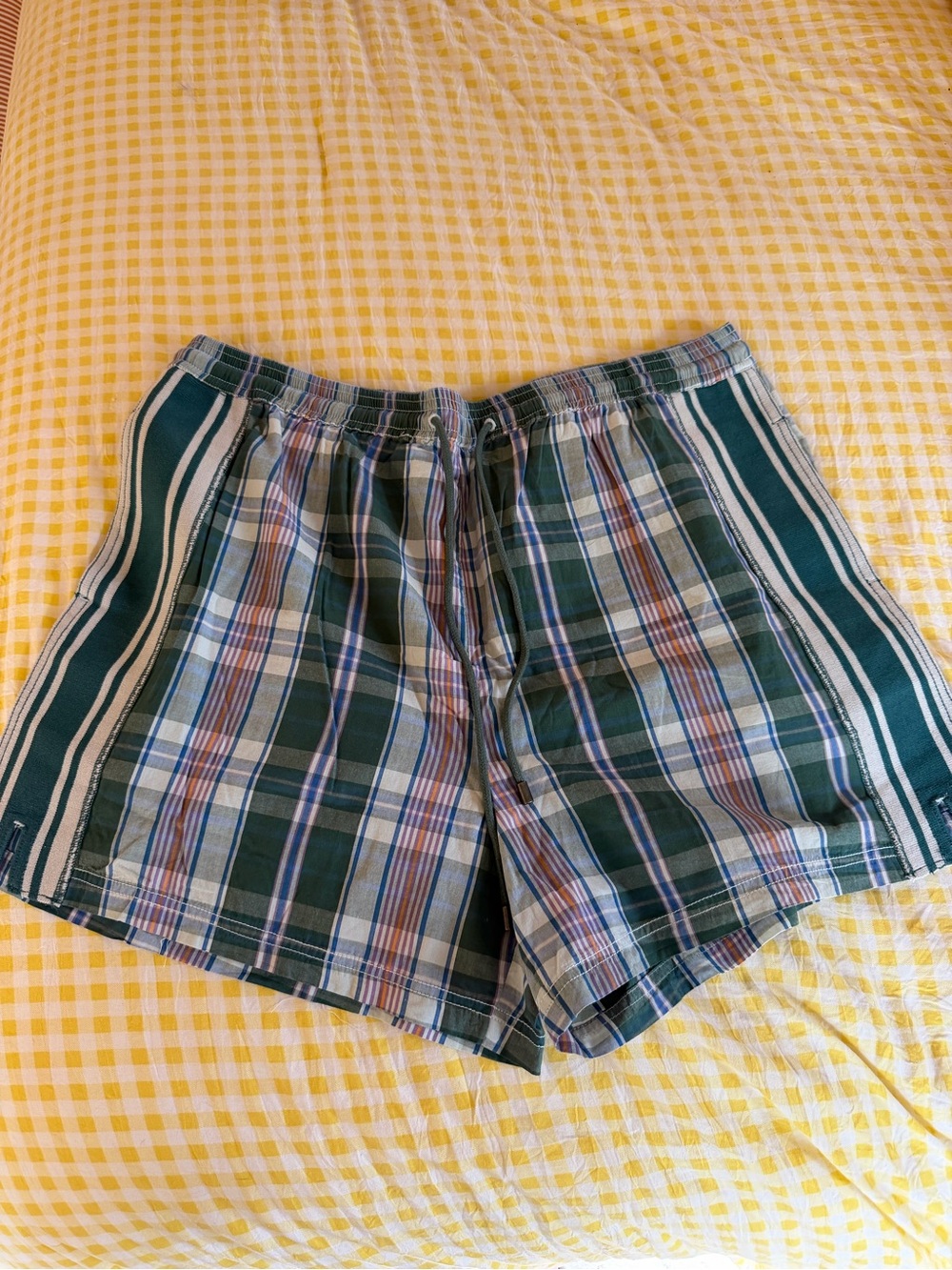 Free People Green Plaid Drawstring Lounge Shorts